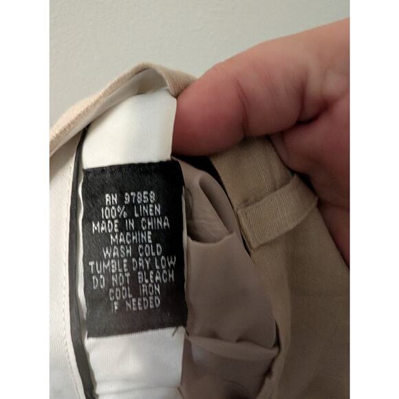 Smash Mens Linen Pleated Pants Size 38 Straight Leg Beige Career Office - Picture 8 of 8